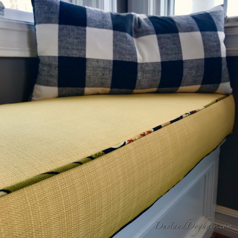 Yellow and black upholstered cushions DustandDoghair
